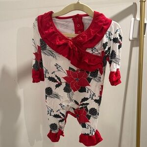 Kickee Pants Red and White Floral Kids One Piece